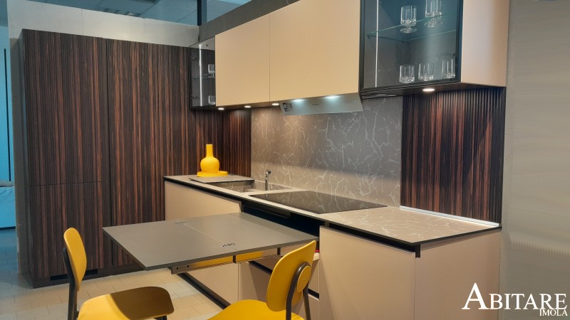 arredamento imola cucina legno piano hpl laccara rosa cipria lavello scomparsa induzione bologna faenza lugo interior design oikos