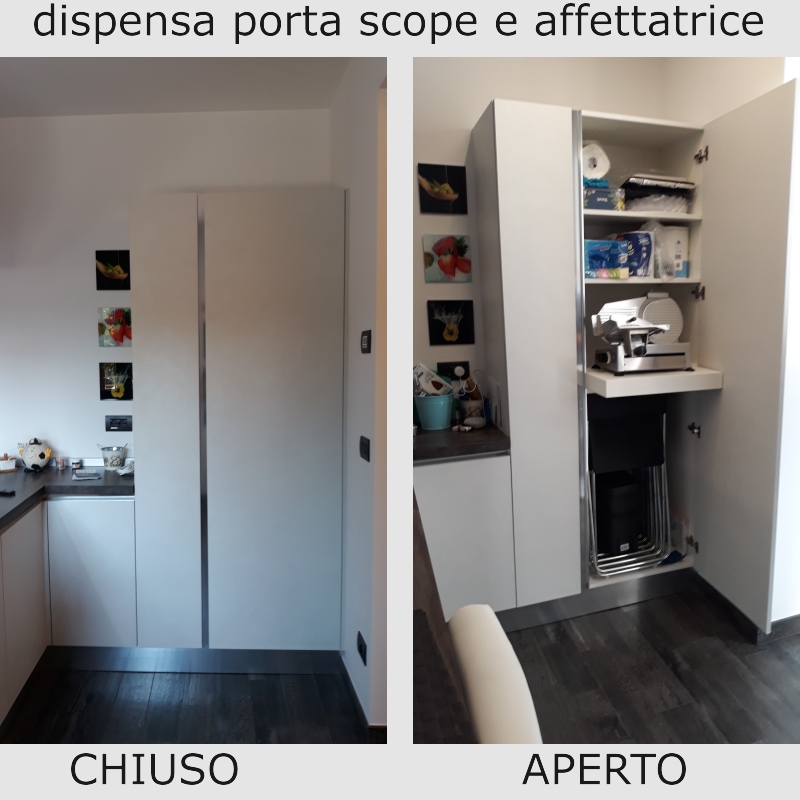 arredare casa dispensa porta scope affettatrice sedie pieghevoli cucina moderna senza maniglia oikos cucine imola bologna castel san pietro bolognese faenza