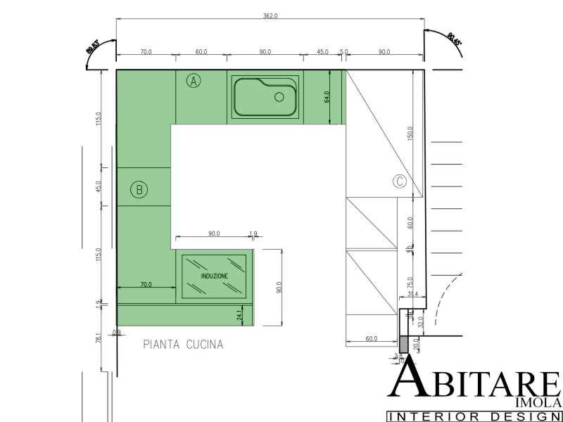 pianta cucina imola arredamento abitare imola sviluppo spazi penisola armadio dispensa