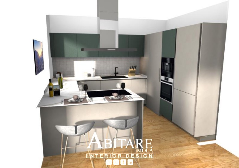 render cucina snaidero penisola piano ceramica arredamento casa imola