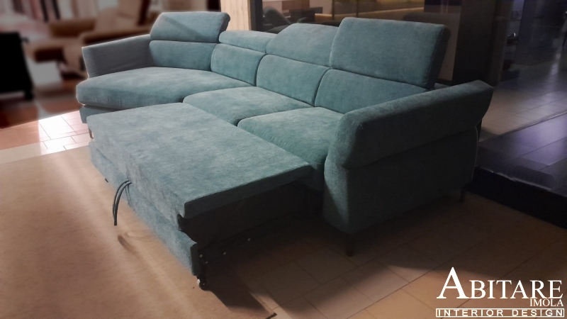 arredare casa imola bologna lugo divano poggia piedi estraibile le comfort velluto onice blu imola